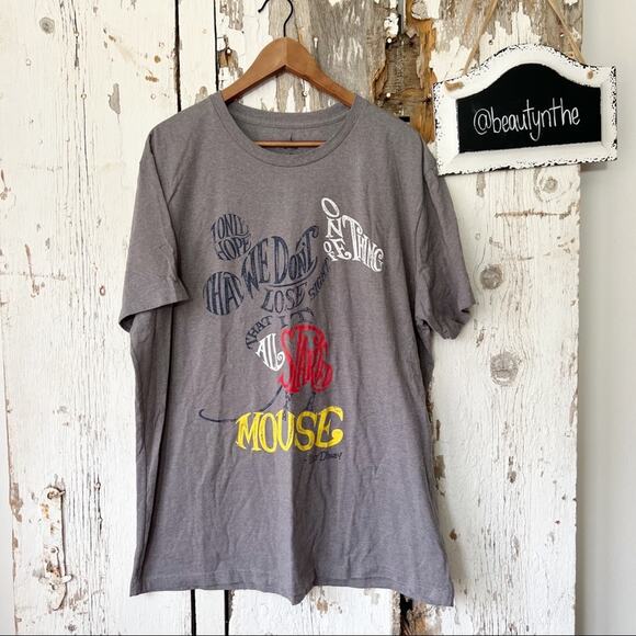 Disney Store Mickey “all started with a mouse” quote shirt grey 2XL unisex - Picture 1 of 6